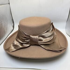 Unbranded Italian Wool Wide Brim Hat Satin Bow Band RN59478 Women's